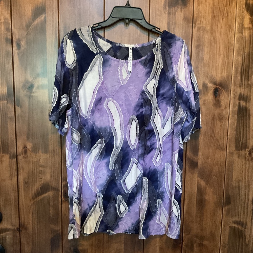 Leo and Nicole Abstract Purple Blouse